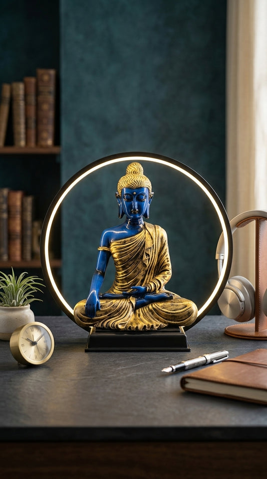 Handcrafted LED Blue Buddha Statue 