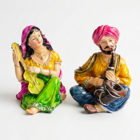 handcrafted Rajasthani musician couple statue