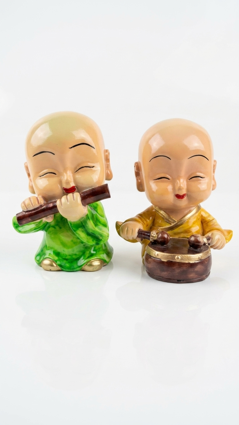 Handcrafted Monk Musician Showpiece Set – Premium Resin Decorative Figurines for Home & Office Decor