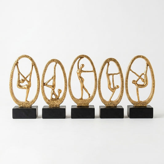Gold abstract dancer statues for home decor – Modern Art Showpieces for Living Room