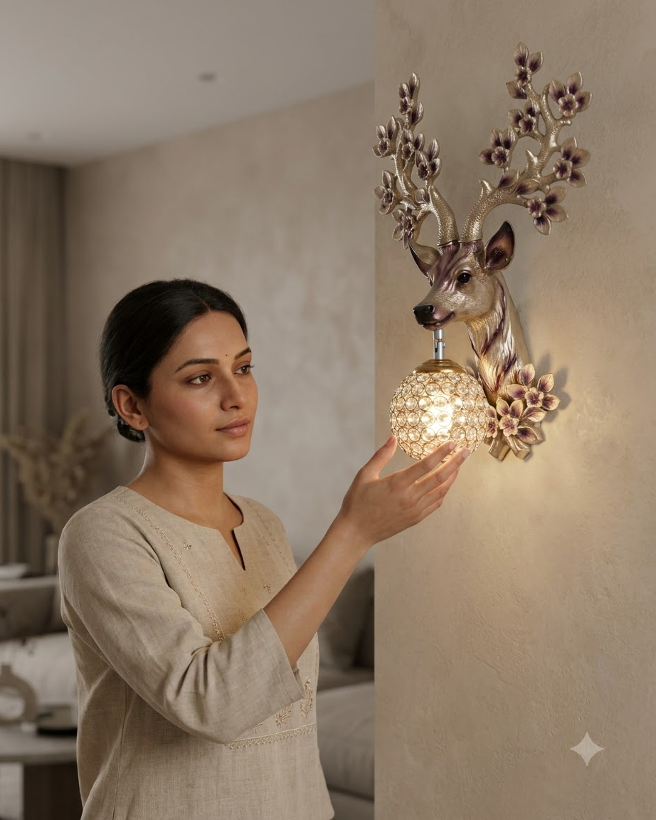 Antler Deer Wall Light