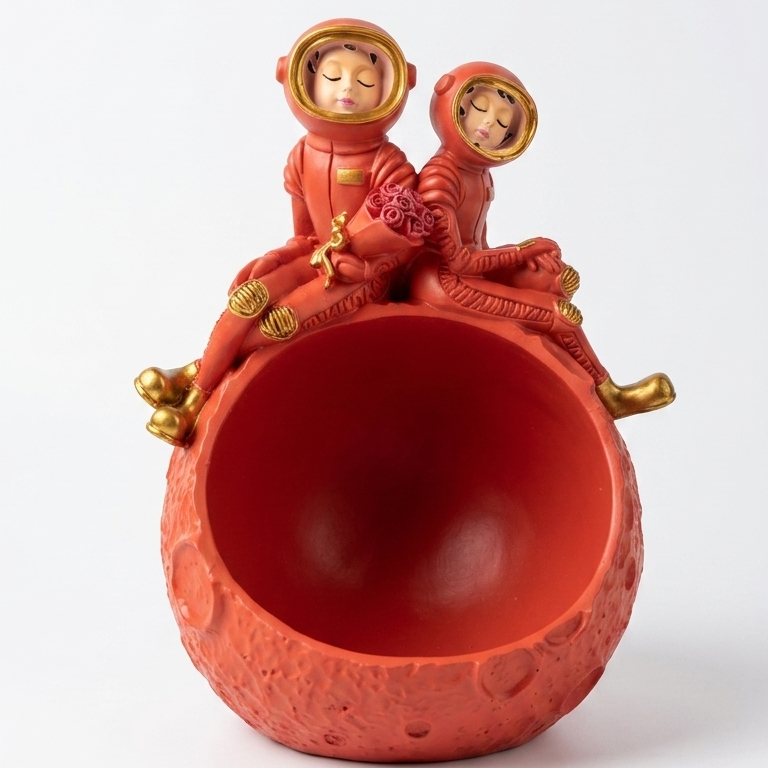 Cute Astronaut Couple Moon Flower Pot