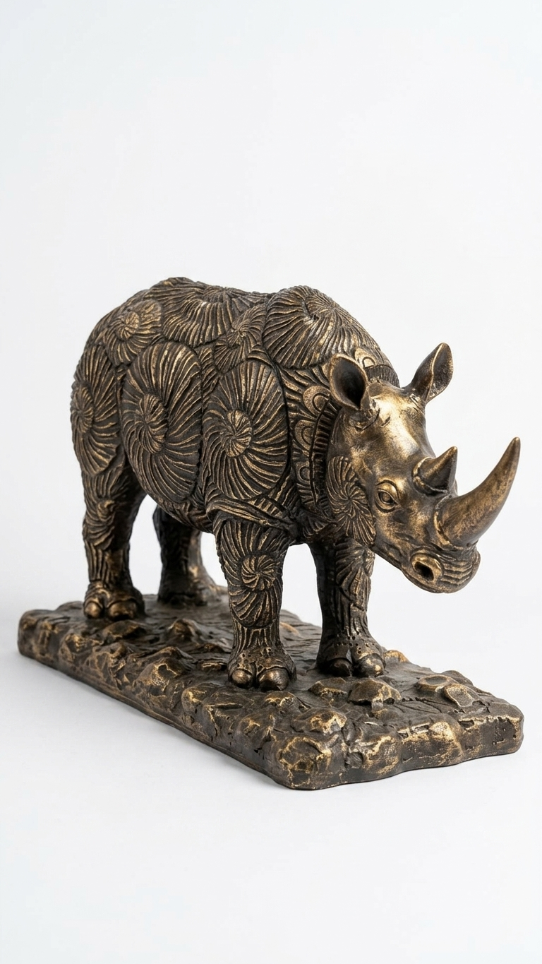 handcrafted rhinoceros sculpture