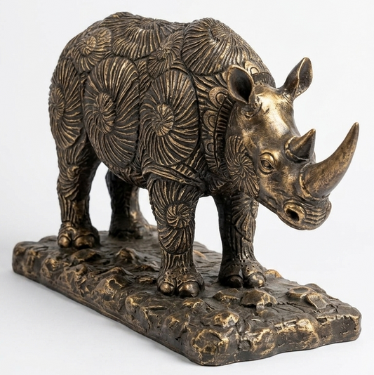 handcrafted rhinoceros sculpture