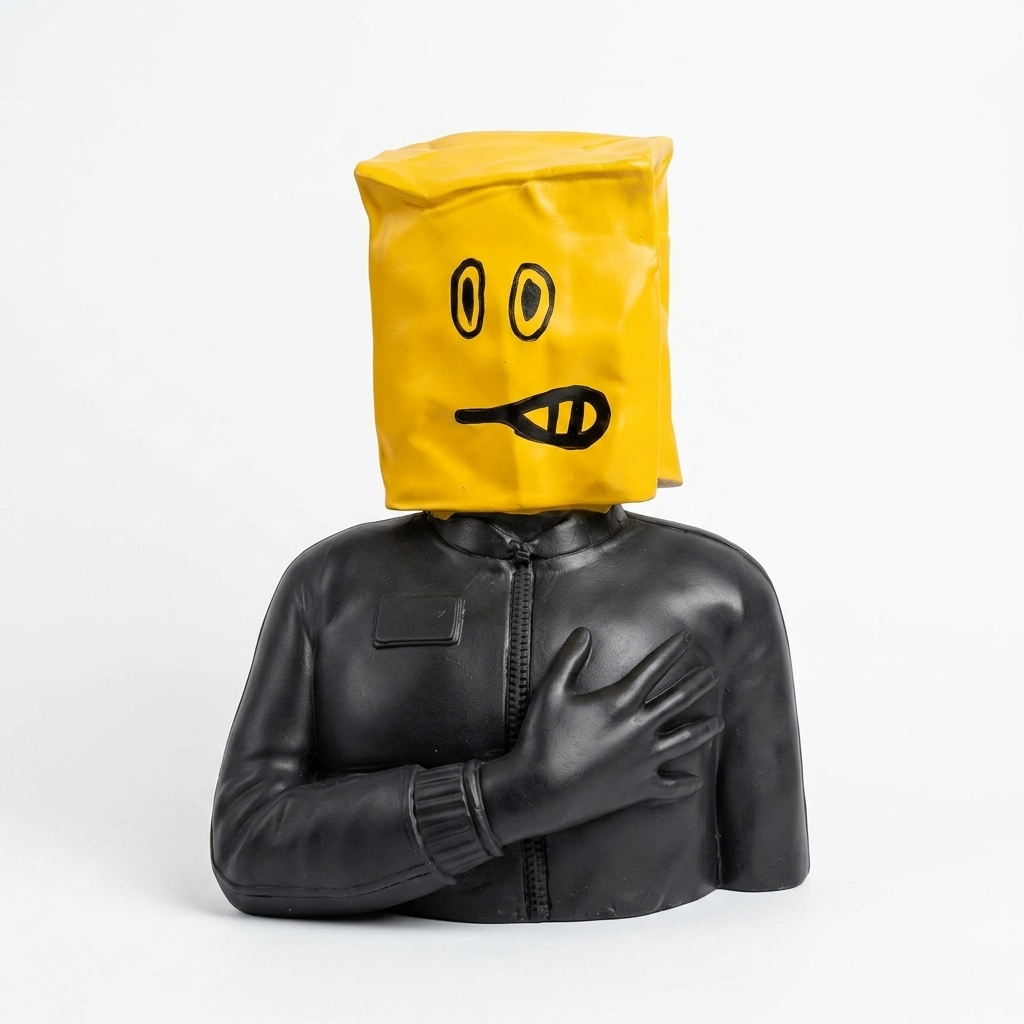 Black Bag Head Sculpture