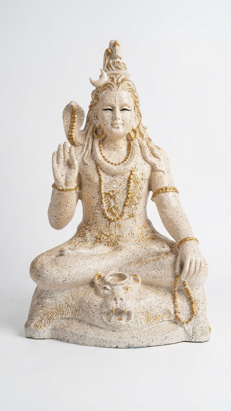Handcrafted White Shiva Idol for Home Temple & Spiritual Decor – Made in India
