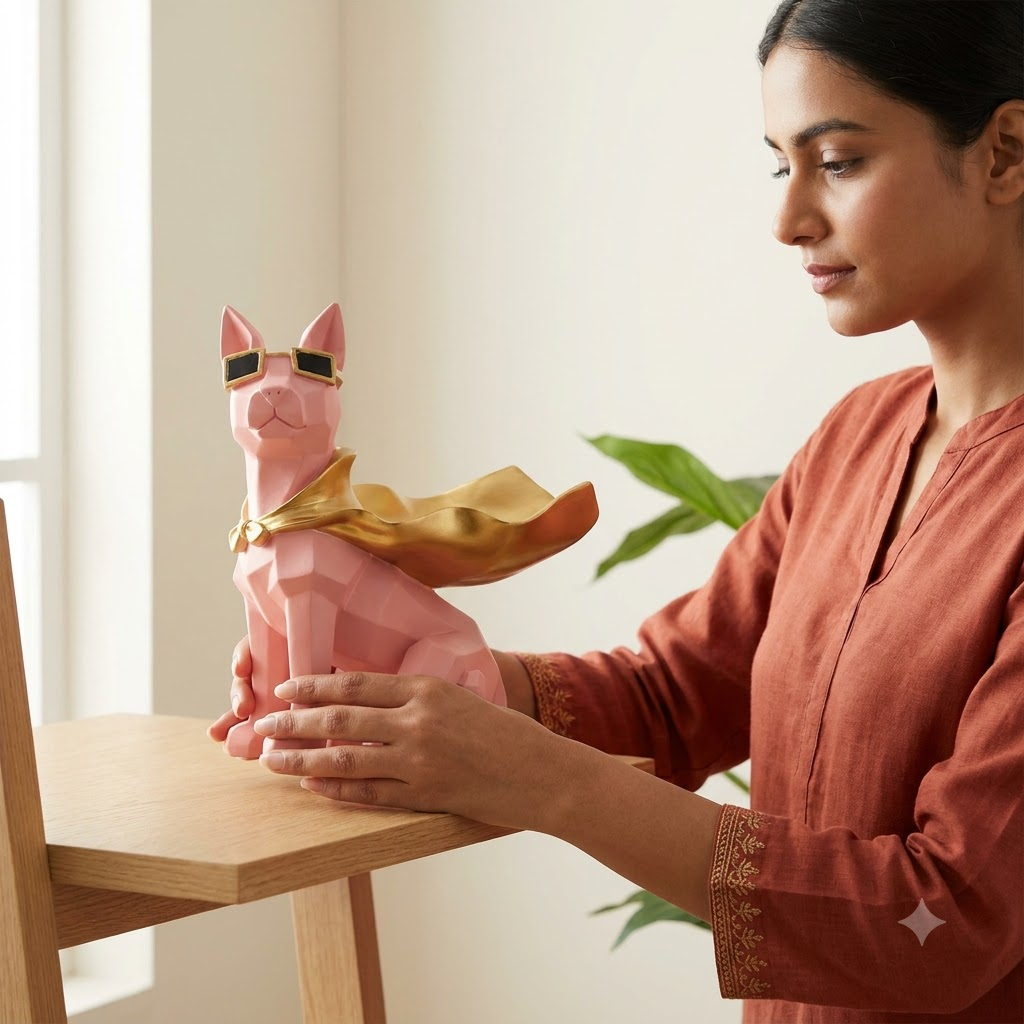 Pink Dog Decorative Showpiece