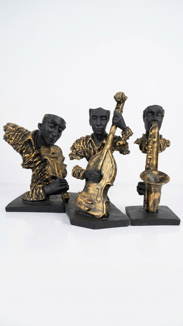 Handcrafted Musician Sculpture Set – Premium Musical Trio Showpiece for Home Decor