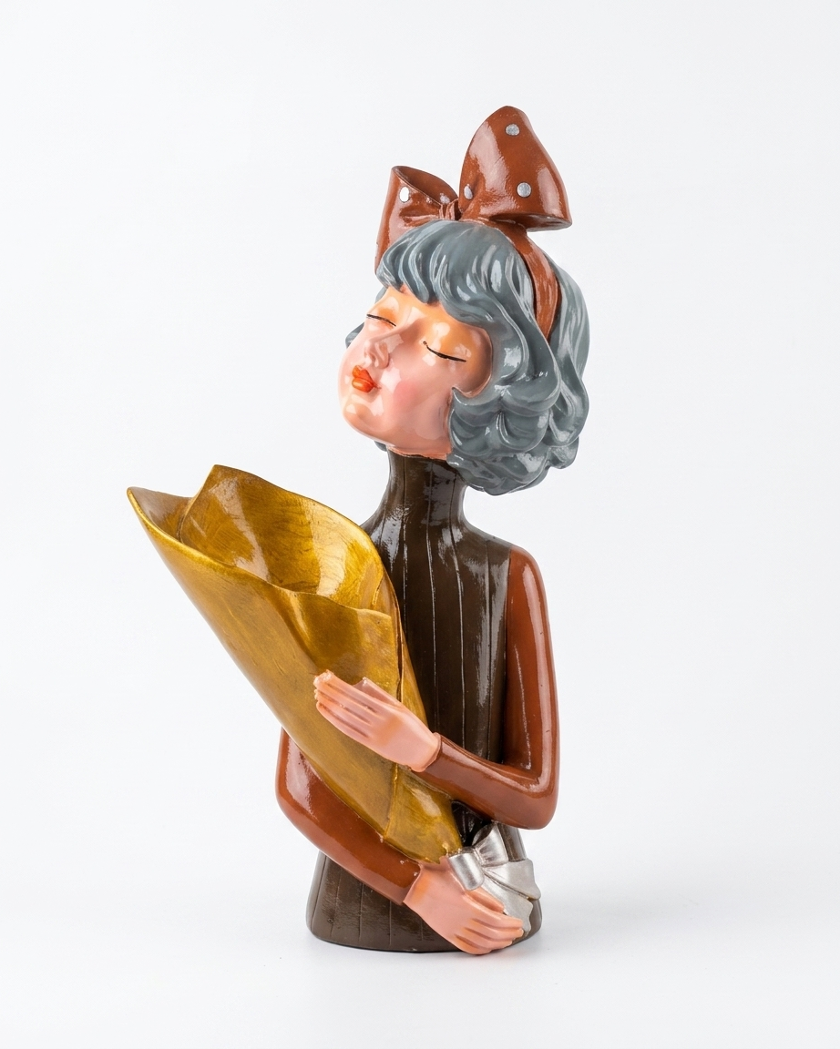 Handcrafted Floral Bliss Girl Showpiece – Modern Artistic Home Decor Sculpture