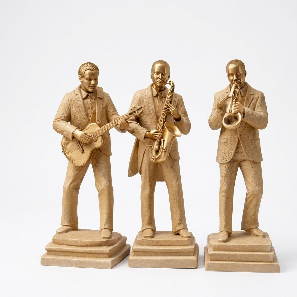 Golden musician figurines set for home decor India – Vintage Band Sculptures for Luxury Home & Office Decor