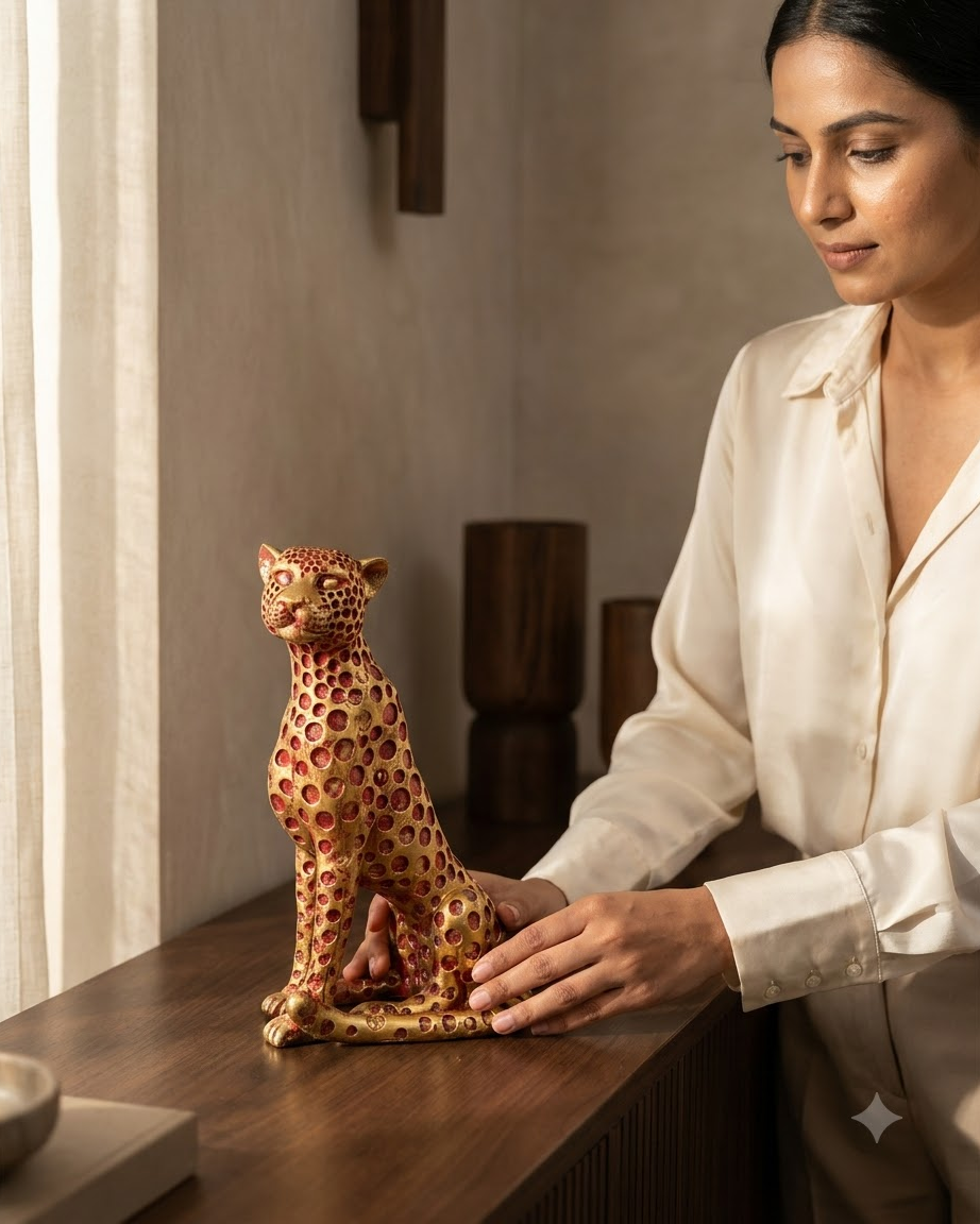Golden Leopard Showpiece