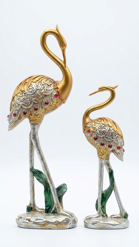 Handcrafted Crane Couple Showpiece