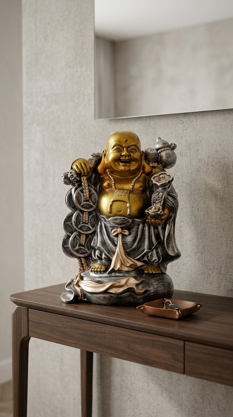 Handcrafted Gold Laughing Buddha Statue