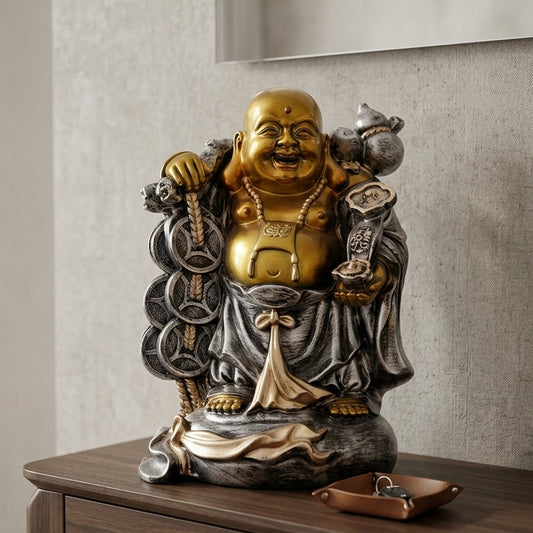 Handcrafted Gold Laughing Buddha Statue
