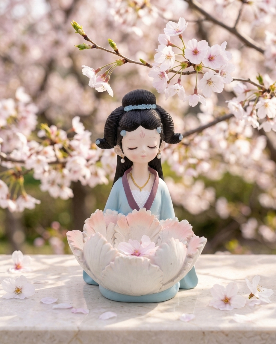 Handcrafted Floral Girl Showpiece with Lotus Bowl – Premium Decorative Accent for Home & Gifting