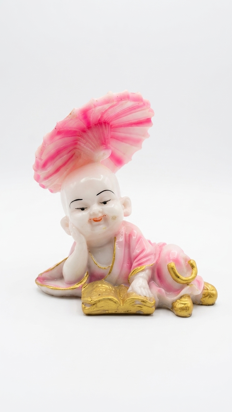 handcrafted monk reading showpiece