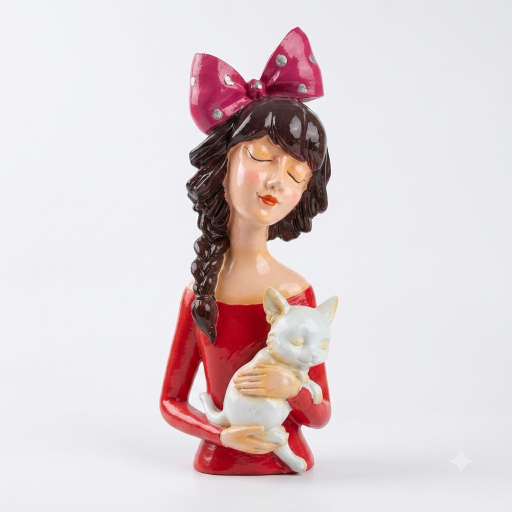 Girl with Cat Showpiece