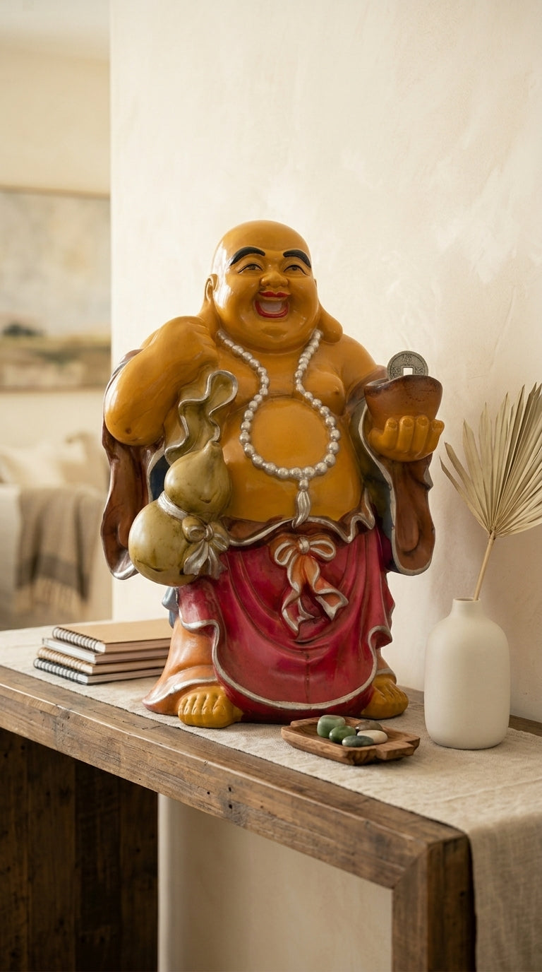 handcrafted laughing buddha wealth