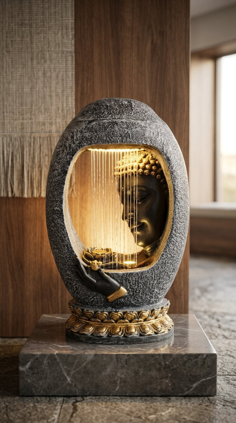 Handcrafted Buddha Face Indoor Water Fountain 
