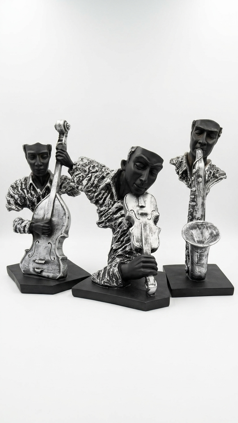 Handcrafted Musician Sculpture Set – Premium Musical Trio Showpiece for Home Decor