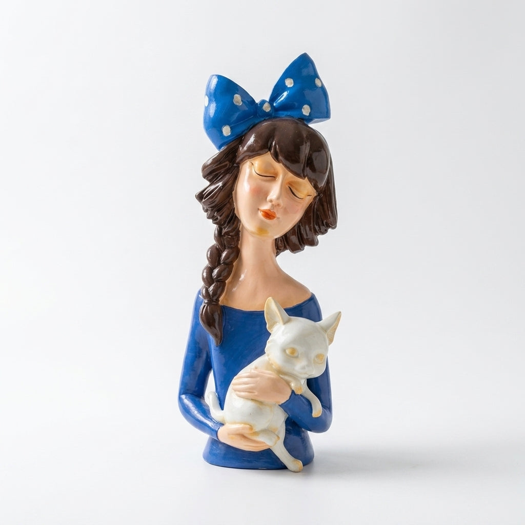 Girl with Cat Showpiece