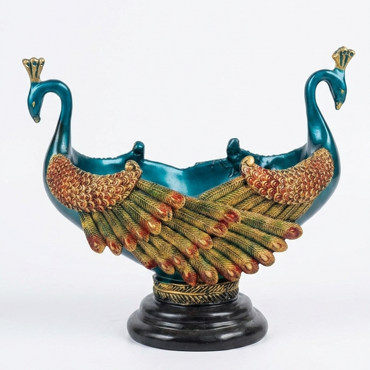 Teal Blue Handcrafted Peacock Decorative Bowl