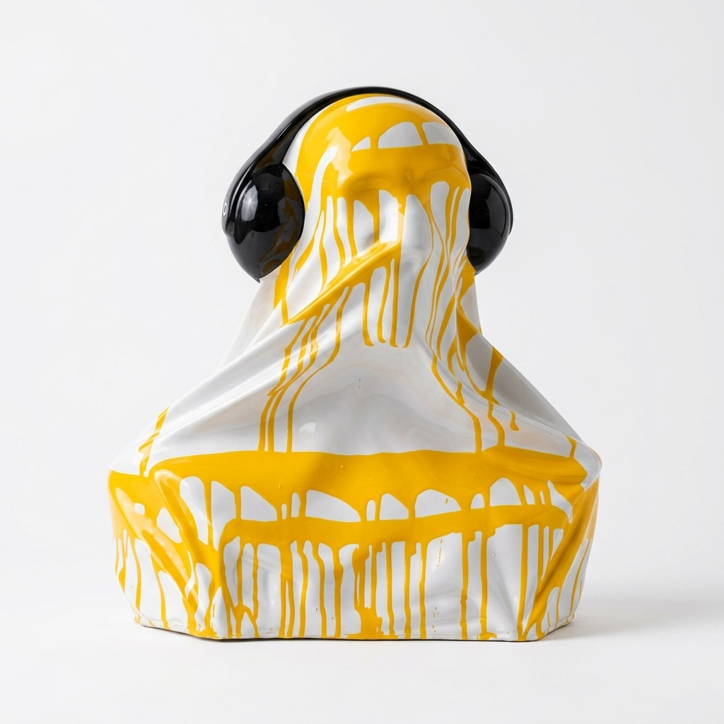 Yellow White Drip Dog Sculpture