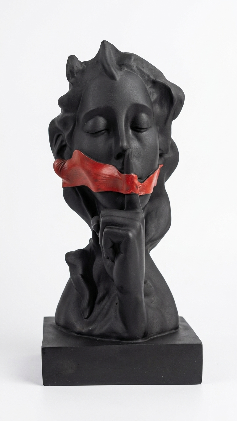 Handcrafted Silence Face Sculpture – Modern Abstract Resin Art Showpiece for Home Decor