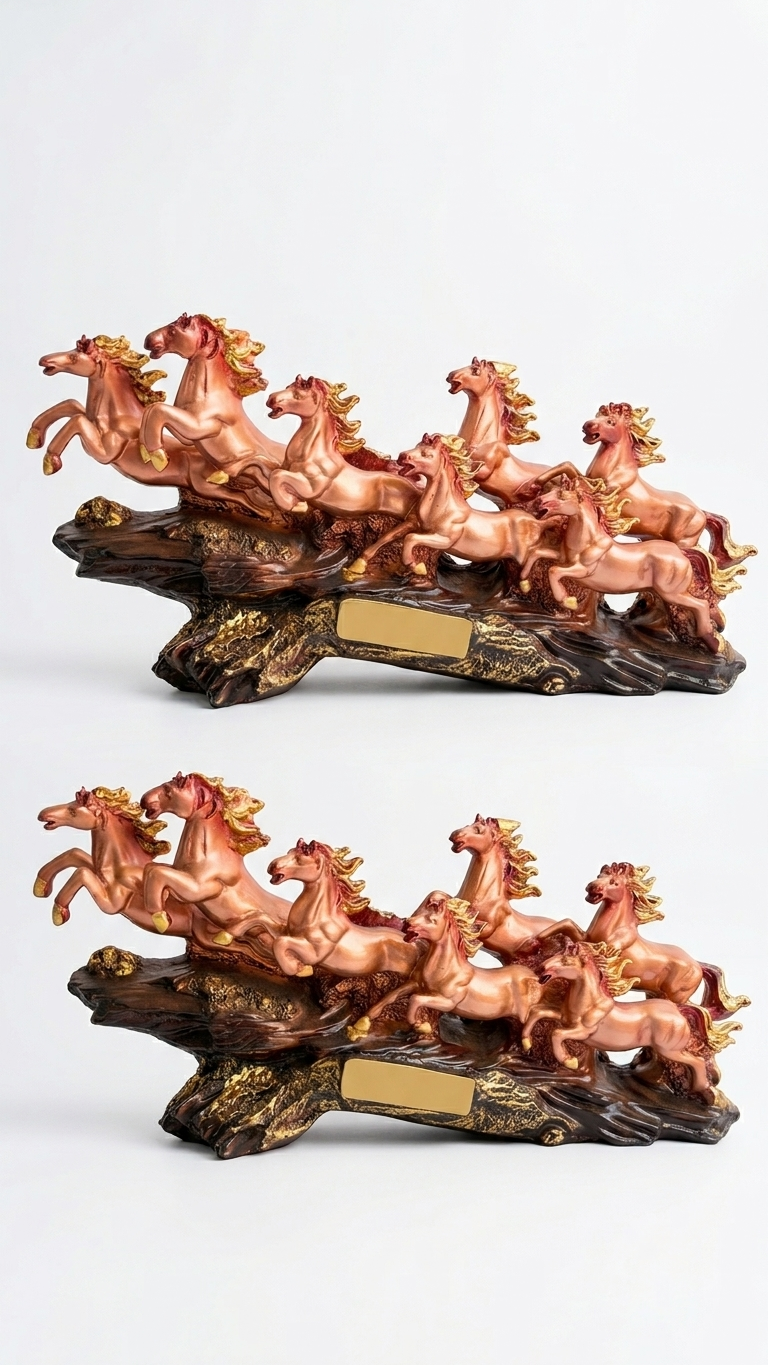 handcrafted seven running horses showpiece