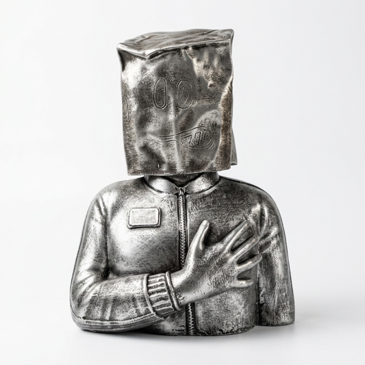 Metallic Bag Head Sculpture