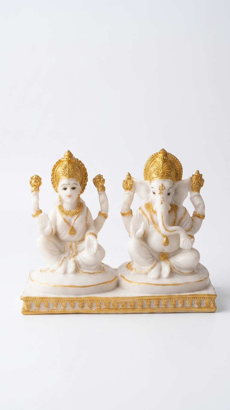 Home Temple Decor Marble Idol Set Diwali Decor