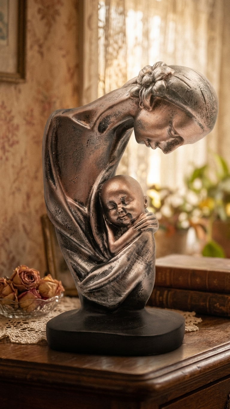Handcrafted Mother and Baby Sculpture – Premium Made in India Resin Showpiece for Home Decor & Gifting