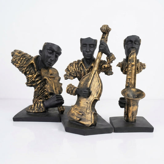 Handcrafted Musician Sculpture Set – Premium Musical Trio Showpiece for Home Decor