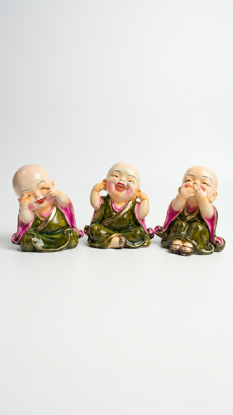Three Wise Monk figurines 3 Pieces Set –See No Evil Hear No Evil Speak No Evil