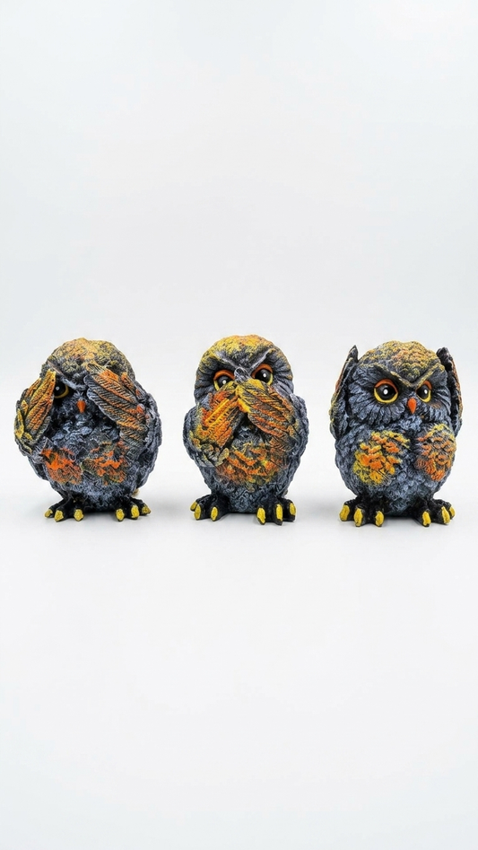 Handcrafted Three Wise Owls Showpiece Set – See No Evil, Hear No Evil, Speak No Evil Decorative Figurines