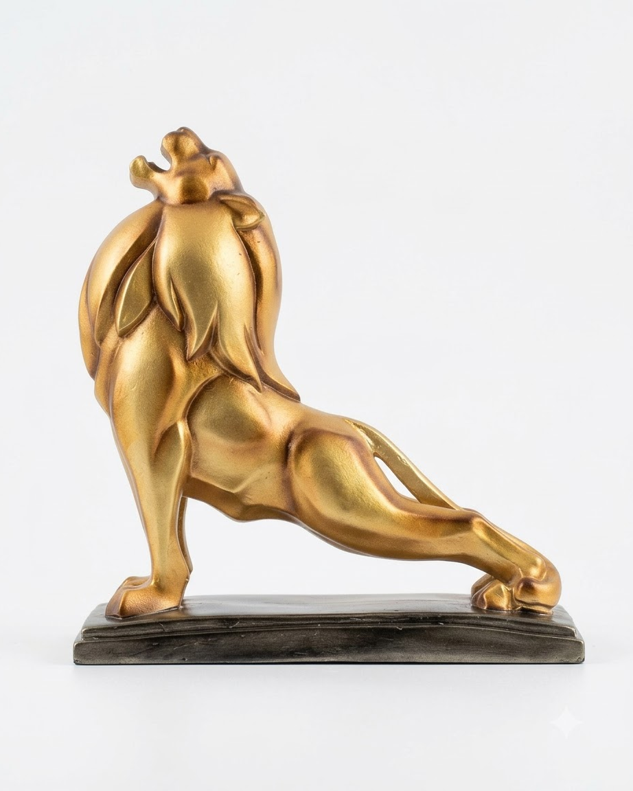 Golden Lion Sculpture for Home Decor
