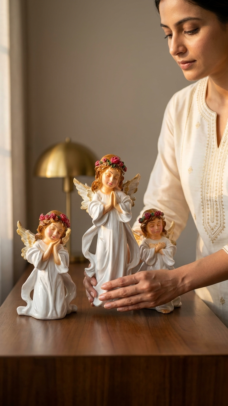 Divine Angel Showpiece Set of 3 – Peace, Blessings & Elegant Home Decor for Living Room