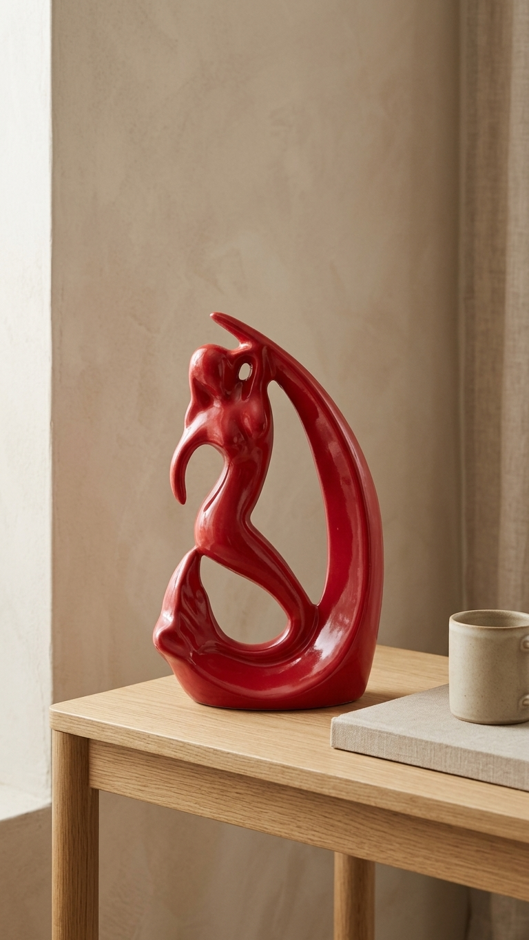 Royal Red Lady Abstract Showpiece for Living Room | Premium Modern Home Decor Statue