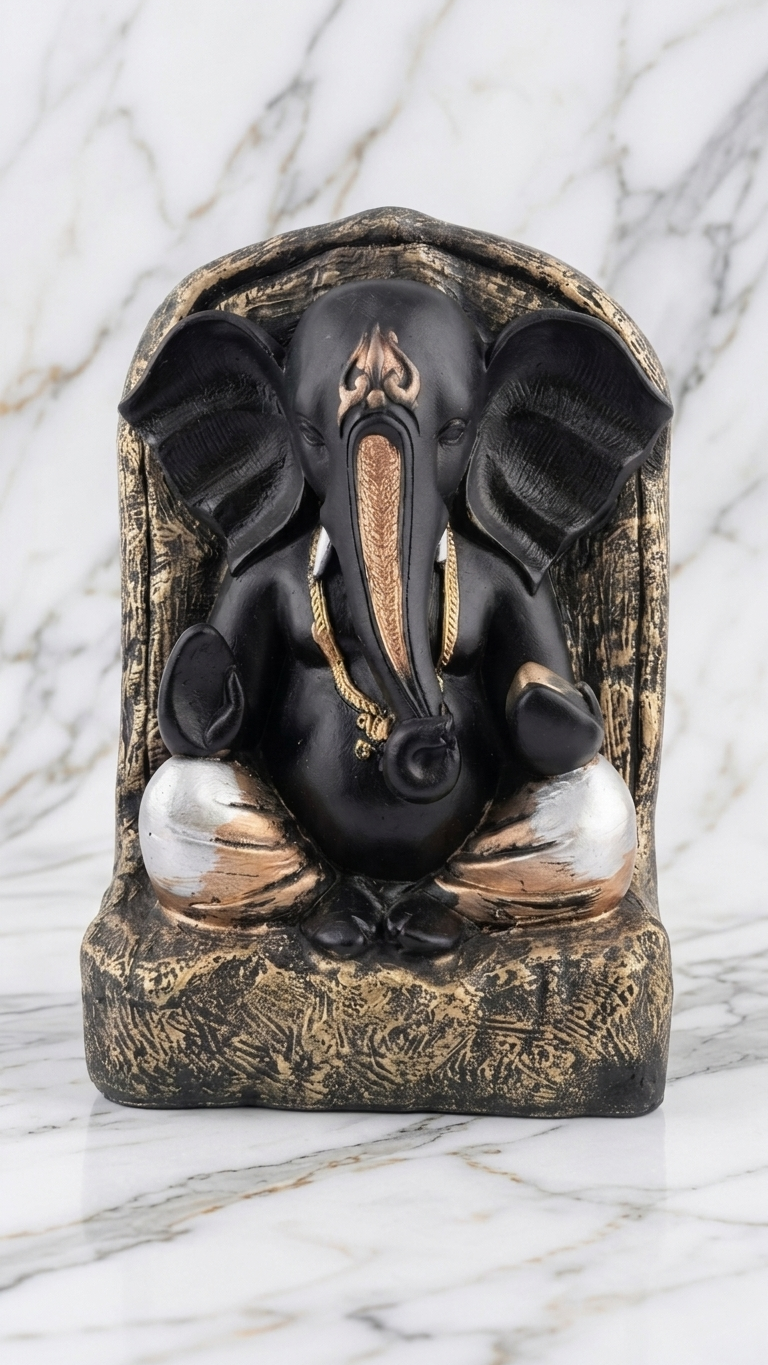 Handcrafted Black Ganesha Idol for Home Decor & Pooja | Premium Made in India Decorative Ganesh Statue