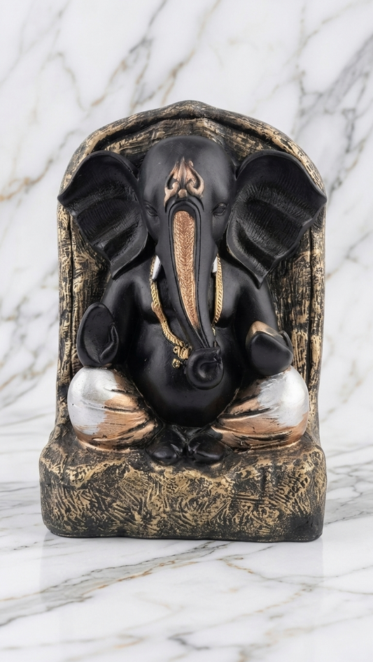 Handcrafted Black Ganesha Idol for Home Decor & Pooja | Premium Made in India Decorative Ganesh Statue