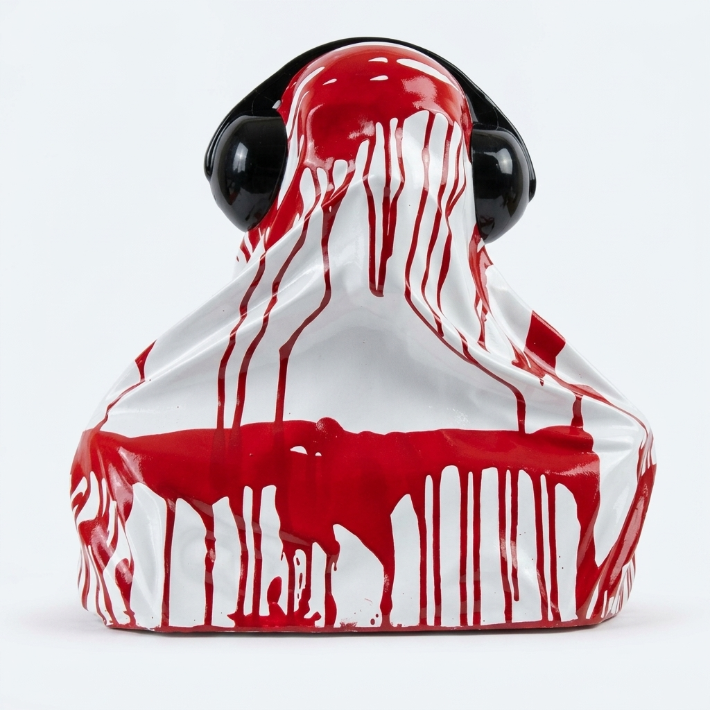 Red White Drip Dog Sculpture