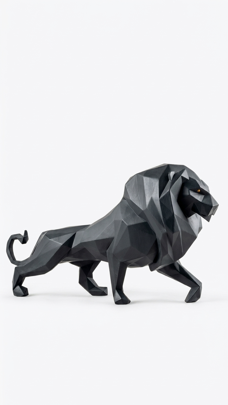 Matte black lion showpiece for home decor India – Modern Polygon Art Sculpture for Luxury Home & Office Decor India