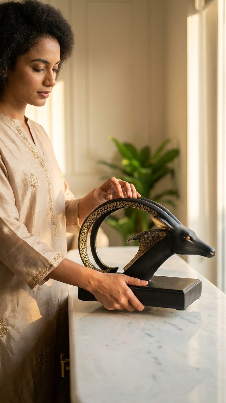 Handcrafted Deer Head Sculpture Showpiece – Premium Modern Resin Decor