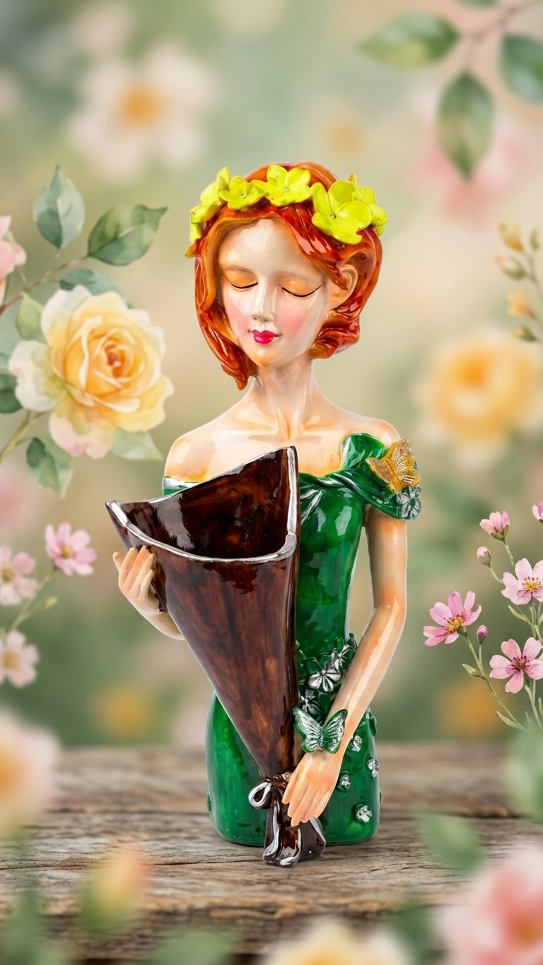 Handcrafted Butterfly Lady Planter Showpiece – Artistic Floral Décor