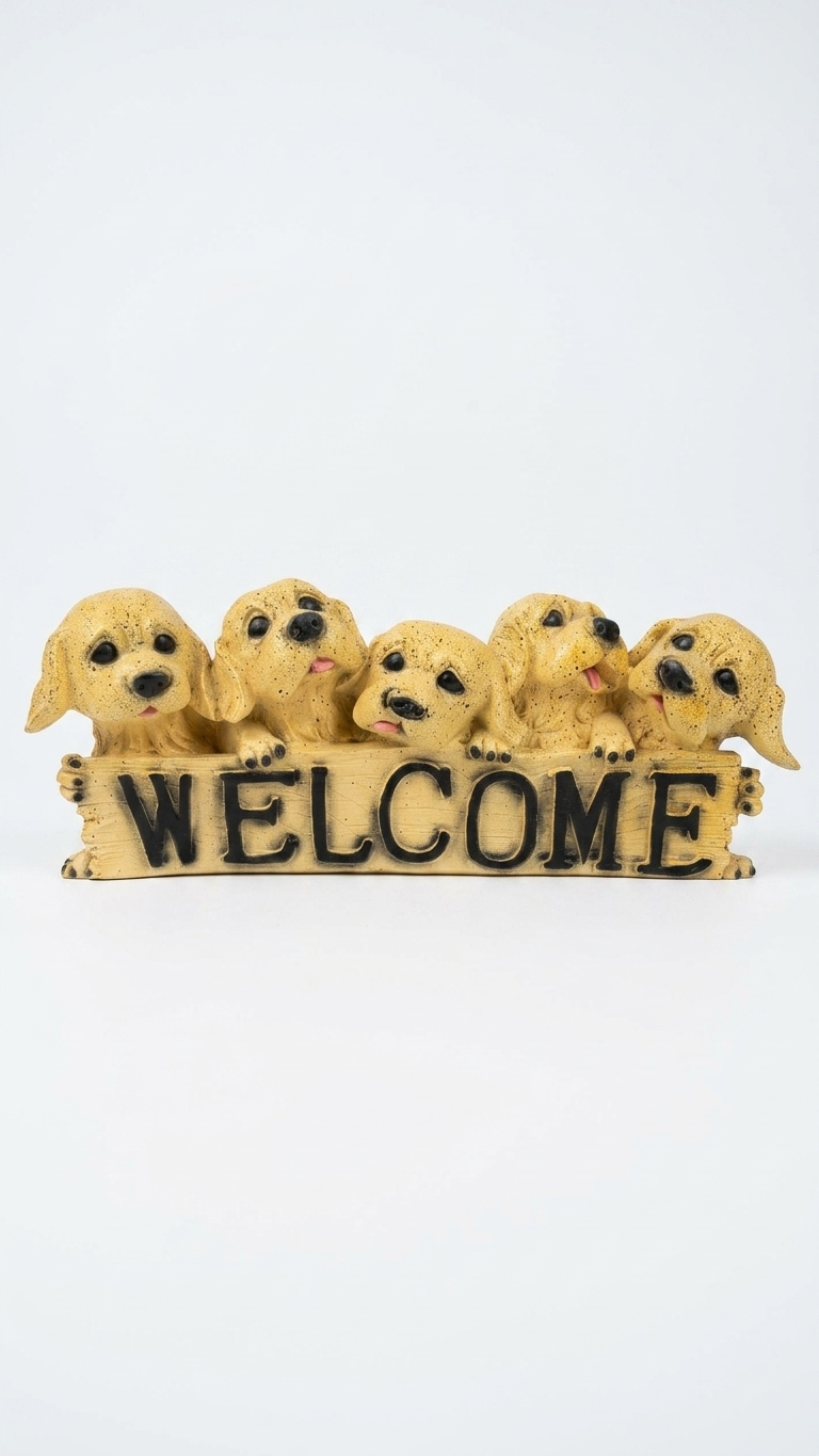 Handcrafted Five Puppy Welcome Showpiece for Home Entrance – Made in India