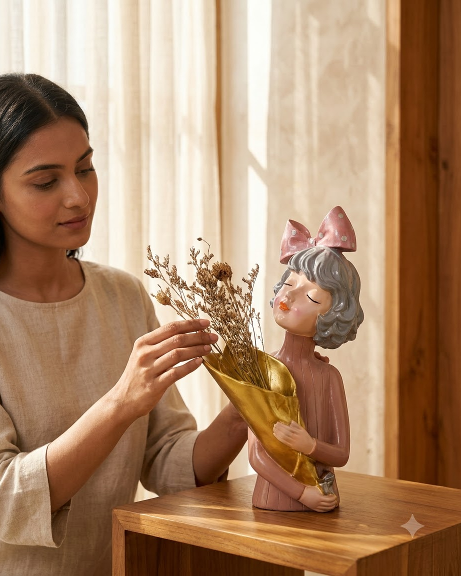 Girl Flower Vase Showpiece