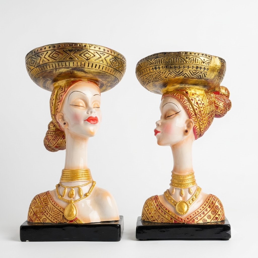 Lady Face Showpiece Set