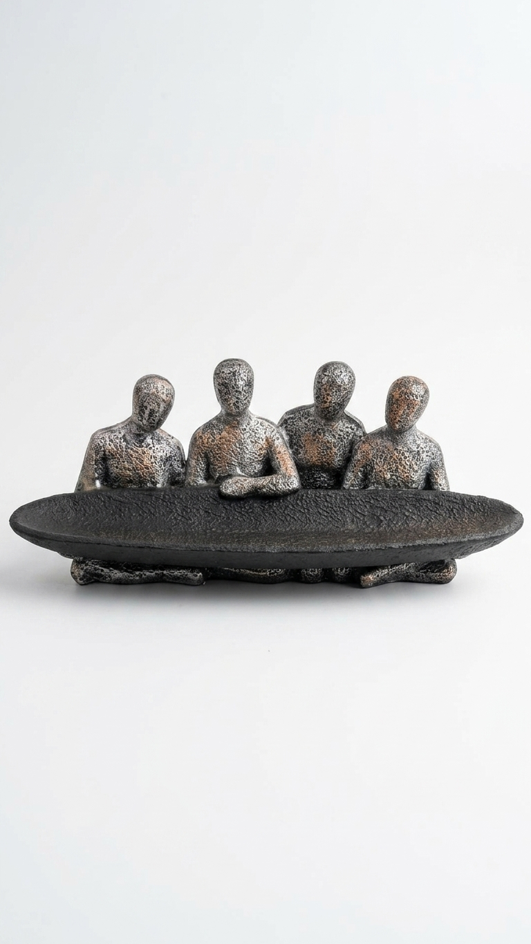 Handcrafted Abstract Human Figurine Bowl Showpiece