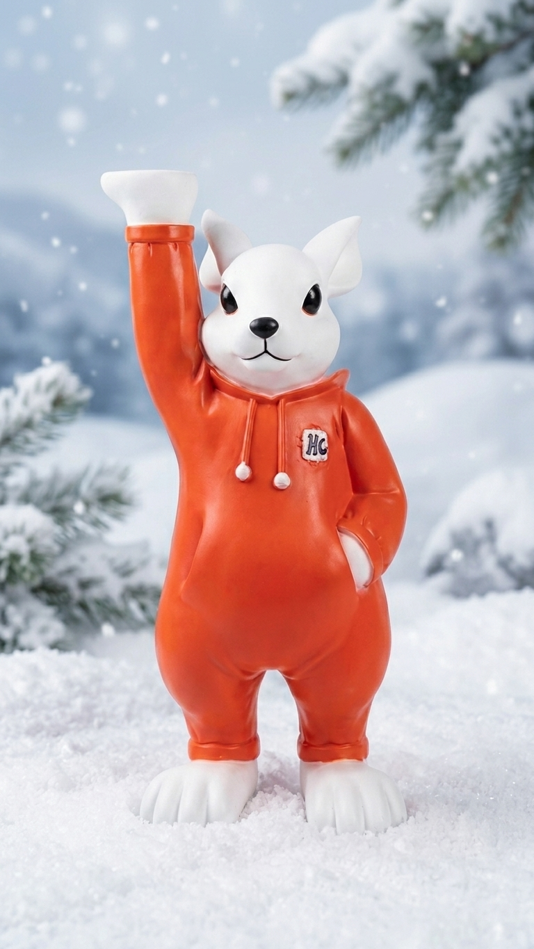 Handcrafted Waving Hoodie Mouse Showpiece – Playful Decor