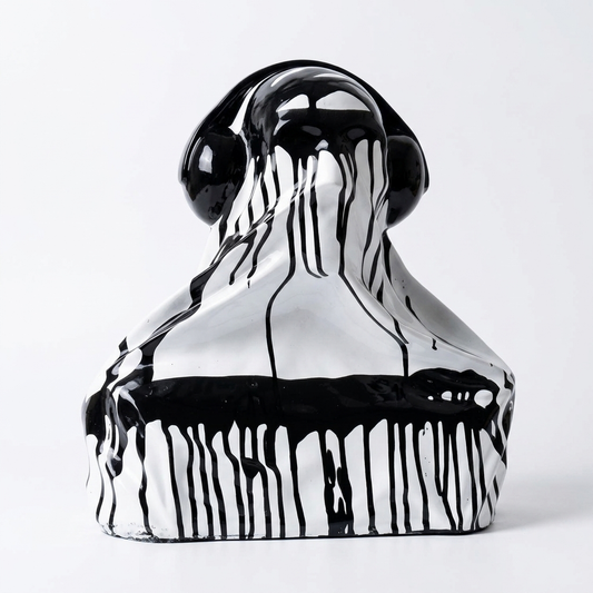 Black White Drip Dog Sculpture